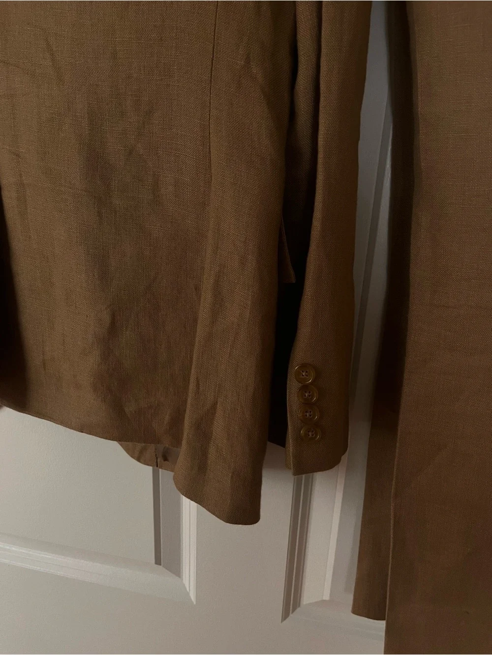 J CREW Ludlow Irish Linen Camel Tan Suit 38R Pants 33 x 27.5 with a 2-Inch Hem